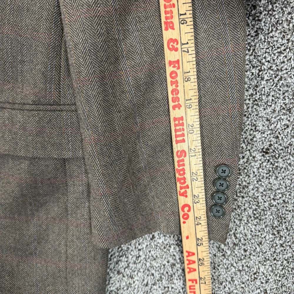 Saddlebred Blazer Mens 48R Taupe Herringbone Lambswool Sport Coat Jacket